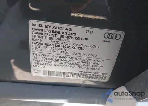 2018 Audi Q5 2.0T Premium/2.0T Tech Premium from USA, damaged, VIN WA1BNAFY3J2024032